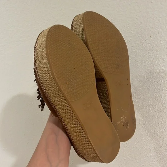 Stuart Weitzman Wiggleroom Suede Leather Fringe Espadrille Wedge Platform Sandal - Picture 14 of 14